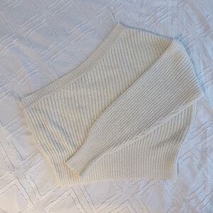 Zara Cream Off-the-Shoulder Ribbed Knit Sweater